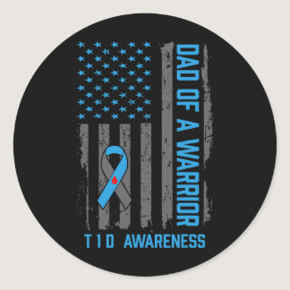 Type 1 Diabetes Awareness T1D Dad of Warrior Type  Classic Round Sticker