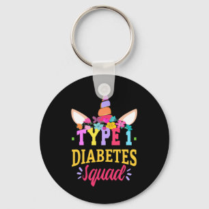Type 1 Diabetes Awareness T1d Squad Unicorn Rainbo Keychain