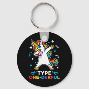 Type 1 Diabetes Awareness Unicorn Type One-derful Keychain
