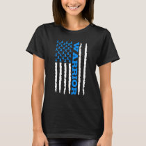 Type 1 Diabetes Awareness Warrior US Flag Blue Rib T-Shirt