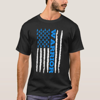 Type 1 Diabetes Awareness Warrior US Flag Blue Rib T-Shirt