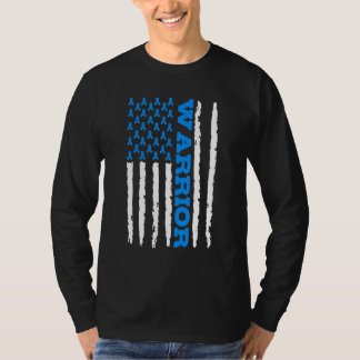Type 1 Diabetes Awareness Warrior US Flag Blue Rib T-Shirt