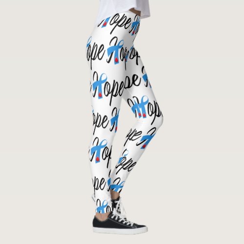 Type 1 Diabetes Blue Ribbon Awareness HOPE Leggings