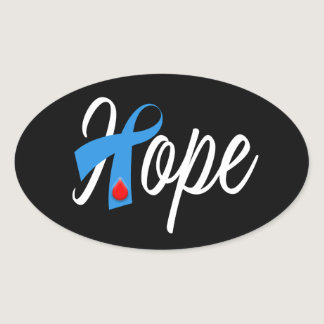 Type 1 Diabetes Blue Ribbon Awareness HOPE Oval Sticker