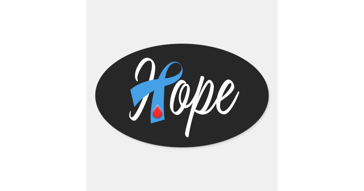 Type 1 Diabetes Blue Ribbon Awareness HOPE Oval Sticker | Zazzle
