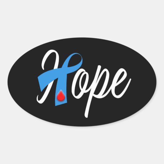 Type 1 Diabetes Blue Ribbon Awareness HOPE Oval Sticker ...