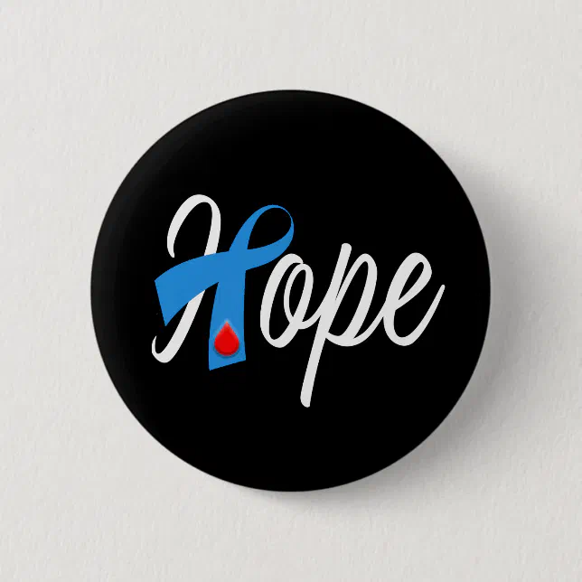 Type 1 Diabetes Blue Ribbon Awareness HOPE Pinback Button | Zazzle