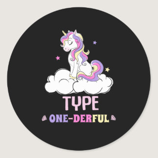Type 1 Diabetes Cute Unicorn Lover Classic Round Sticker