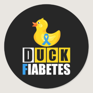Type 1 Diabetes Duck Fiabetes T1D Awareness  Classic Round Sticker