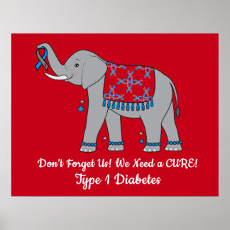 Type 1 Diabetes Elephant of Awareness and Hope Poster