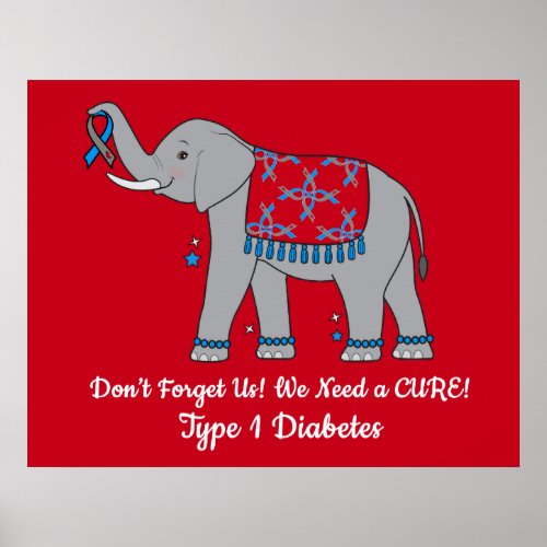 Type 1 Diabetes Elephant of Awareness and Hope Poster