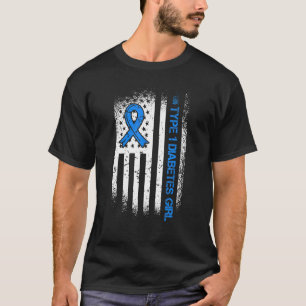 Type 1 Diabetes Girl Diabetes Ribbon And American T-Shirt