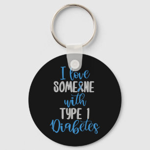 Type 1 Diabetes Love Juvenile Diabetes Blue Awaren Keychain