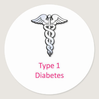 Type 1 Diabetes pink Classic Round Sticker