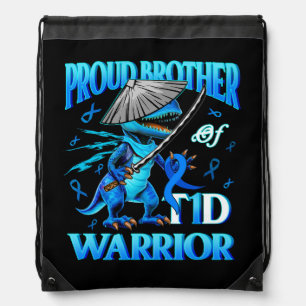Type 1 Diabetes Proud Brother Of T1D Warrior Dinos Drawstring Bag