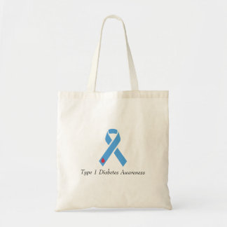 Type 1 Diabetes T1D Awareness Blue Ribbon Tote Bag