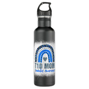 Type 1 Diabetes T1D Mom Diabetes Awareness Leopard Stainless Steel Water Bottle