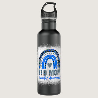 Type 1 Diabetes T1D Mom Diabetes Awareness Leopard Stainless Steel Water Bottle