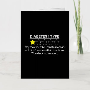 Type 1 Diabetes T1D One Star Rating Funny Gift Tee Foil Greeting Card