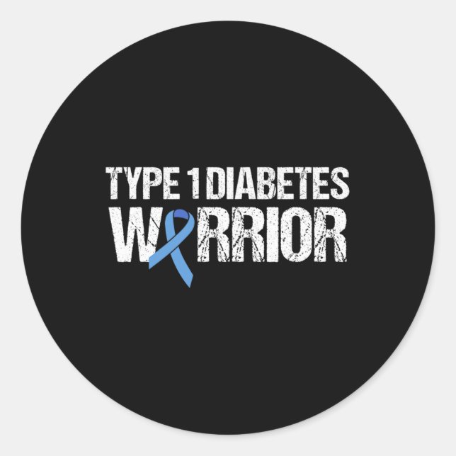 Type 1 Diabetes Warrior  Classic Round Sticker (Front)