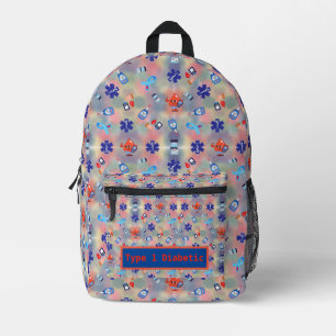 Type 1 Diabetic Colorful Printed Backpack