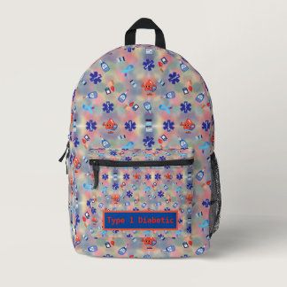 Type 1 Diabetic Colorful  Printed Backpack