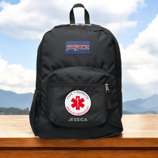 Type 1 Diabetic Medical Alert Personalized  JanSport Backpack
