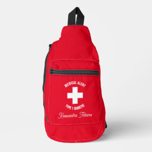 Type 1 Diabetic Medical Alert Personalized Sling Bag