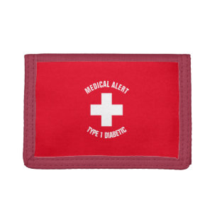 Type 1 Diabetic Medical Alert Personalized Tri-fold Wallet