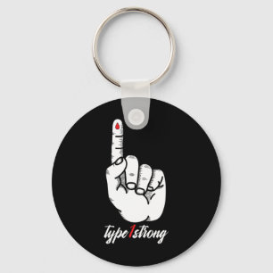 Type 1 One Diabetic Blue Ribbon Pancreas Diabetes Keychain
