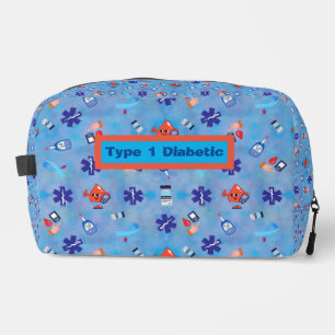 Type 1 or 2 Diabetic Colorful Print Dopp Kit