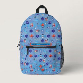 Type 1 or 2 Diabetic Colorful Print Printed Backpack