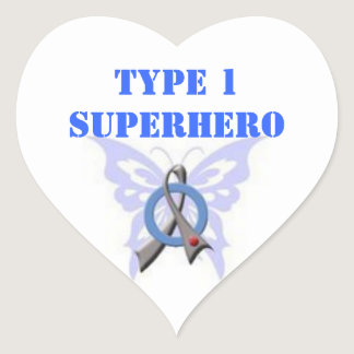 Type 1 Superhero Heart Shaped Stickers