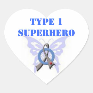 Type 1 Superhero Heart Shaped Stickers