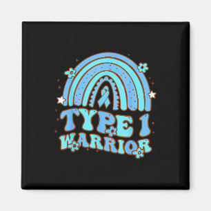 Type 1 Warrior Retro Rainbow Diabetes Awareness Ri Magnet