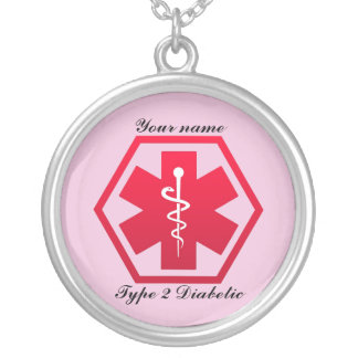 Type 2 Diabetic Alert Silver Plated Necklace