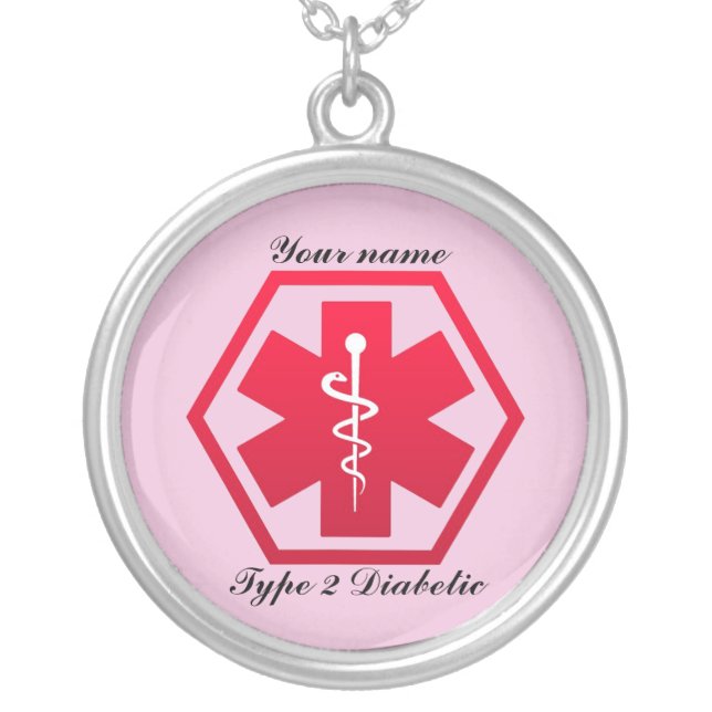 Type 2 Diabetic Alert Silver Plated Necklace (Front)