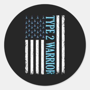 Type 2 Warrior Diabetes Awareness Diabetic Classic Round Sticker