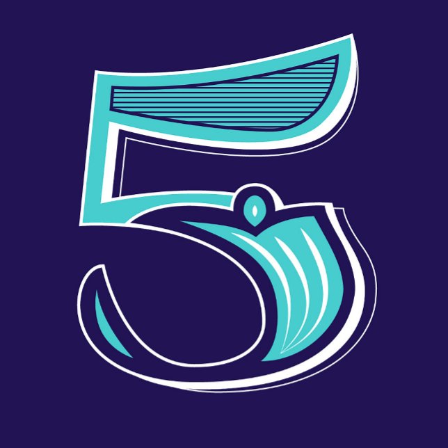 Type Art: Number Five Square Sticker (Creator Uploaded)