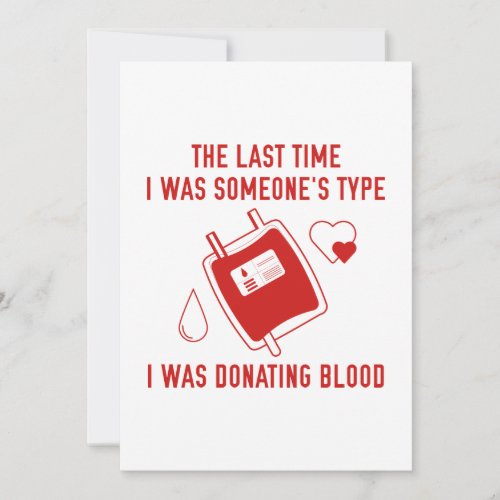 Type Donating Blood Thank You Card