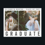 TYPE GRADUATE modern multi photo stylish Holiday Postcard<br><div class="desc">MODERN TYPE BASED MULTI PHOTO GRAD ANNOUNCEMENT.
let family and friends know the great news with this classy modern photo design,  perfect for high school,  college, </div>