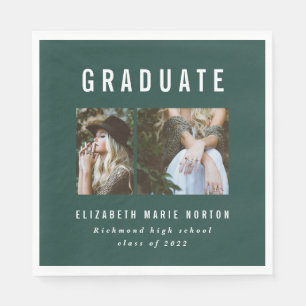 Type graduation multi photo green and white napkins