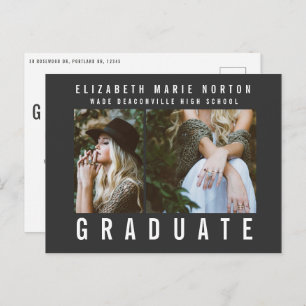 Type graduation multi photo modern black and white postcard
