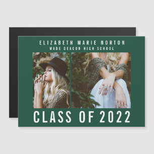 Type graduation multi photo modern magnetic green magnetic invitation