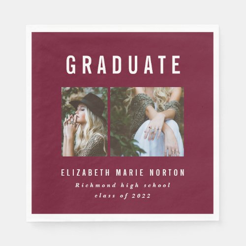 Type graduation multi photo navy burgundy white napkins