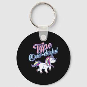 Type One-derful Cool Unicorn Diabetic Fun Gift Keychain
