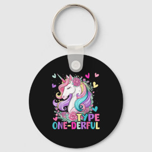 Type One-derful Unicorn Funny Diabetic Type 1 Diab Keychain
