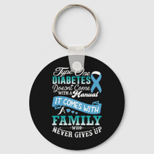 Type One Diabetes For Family Blue Ribbon Diabetic Keychain