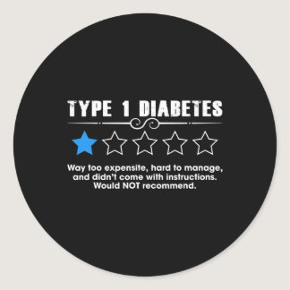 Type One Diabetes One Star Rating T1D Awareness Mo Classic Round Sticker