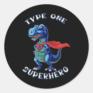 Type One Warrior Diabetic Boy Diabetes Awareness M Classic Round Sticker